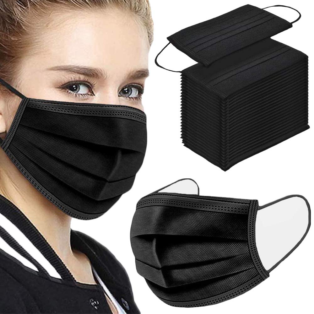 DISPOSABLE BLACK FACE MASK (1x50)