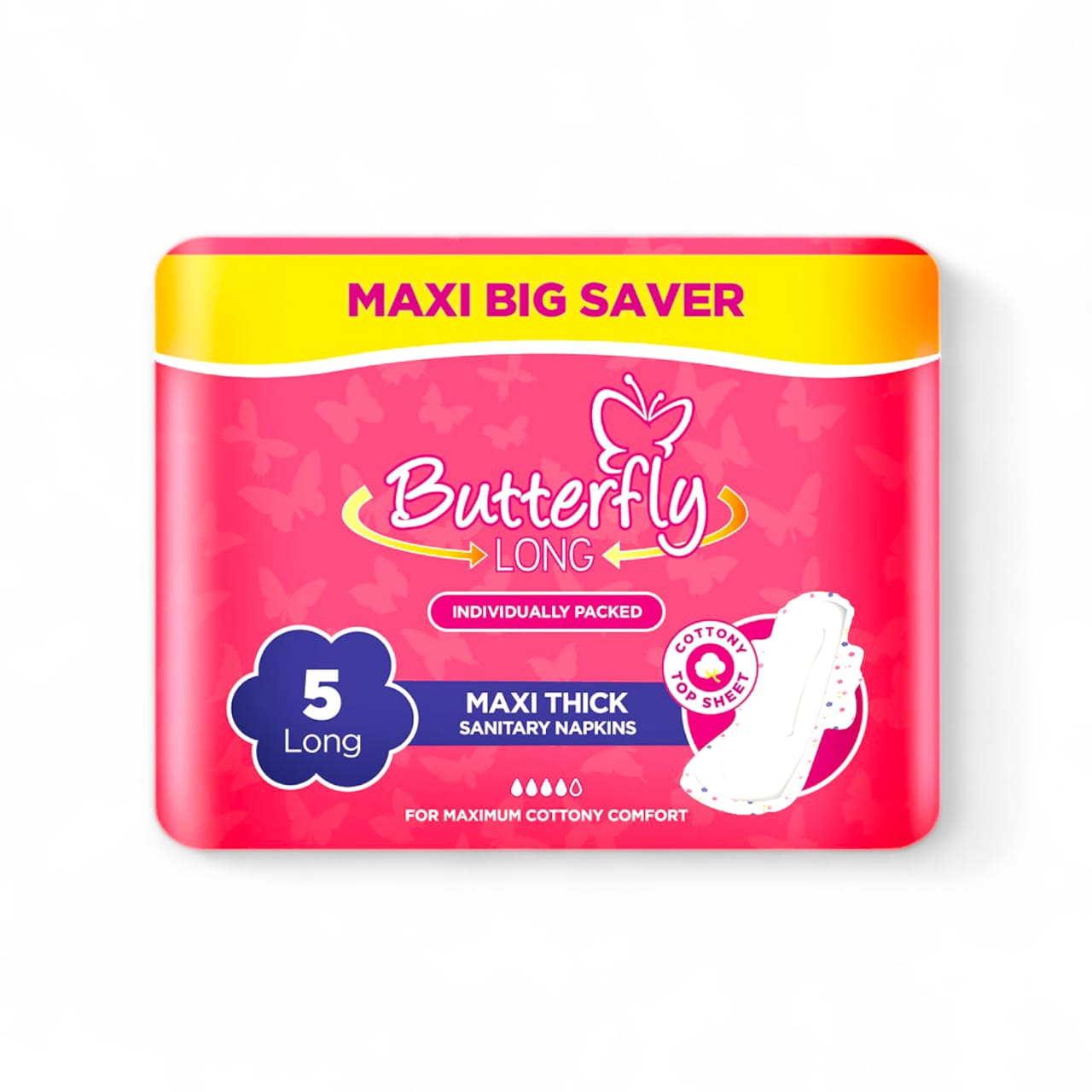 BUTTETFLY MAXI THICK EXTRA LONG SANITARY NAPKINS (5 PEICES )